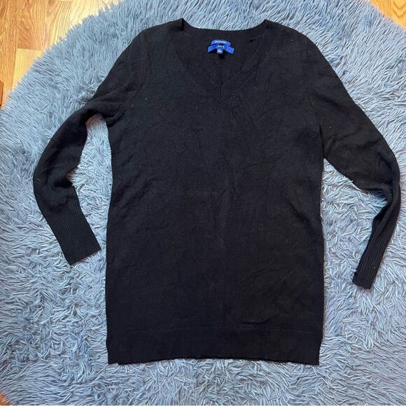 Apt 9 Black Long 100% Cashmere V Neck Sweater Size L - Picture 2 of 6